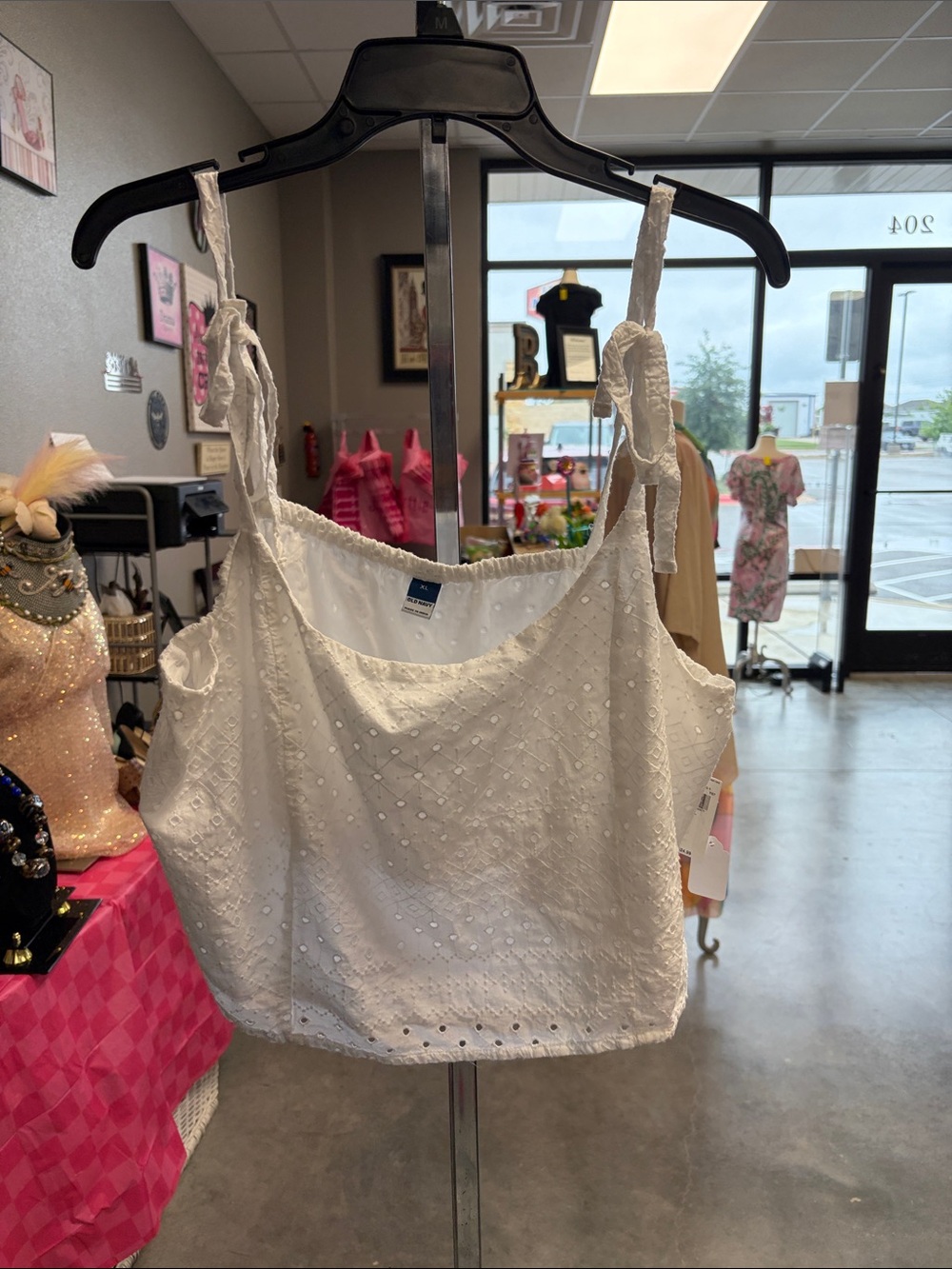 Old Navy White Eyelet Tie-Strap Crop Top